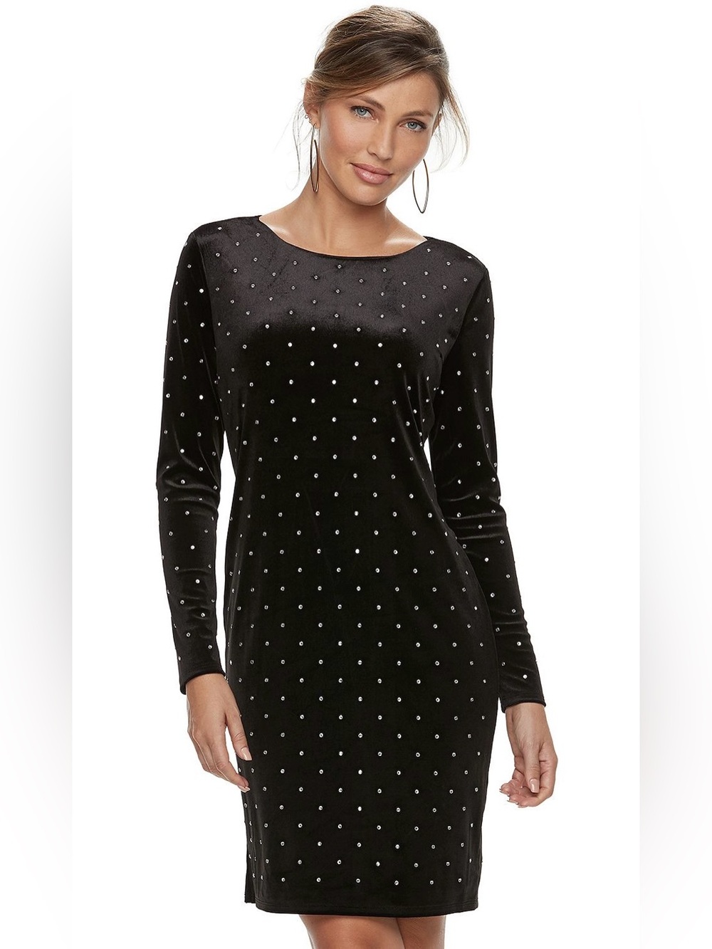 Jennifer Lopez Black Velvet Embellished Dress XS